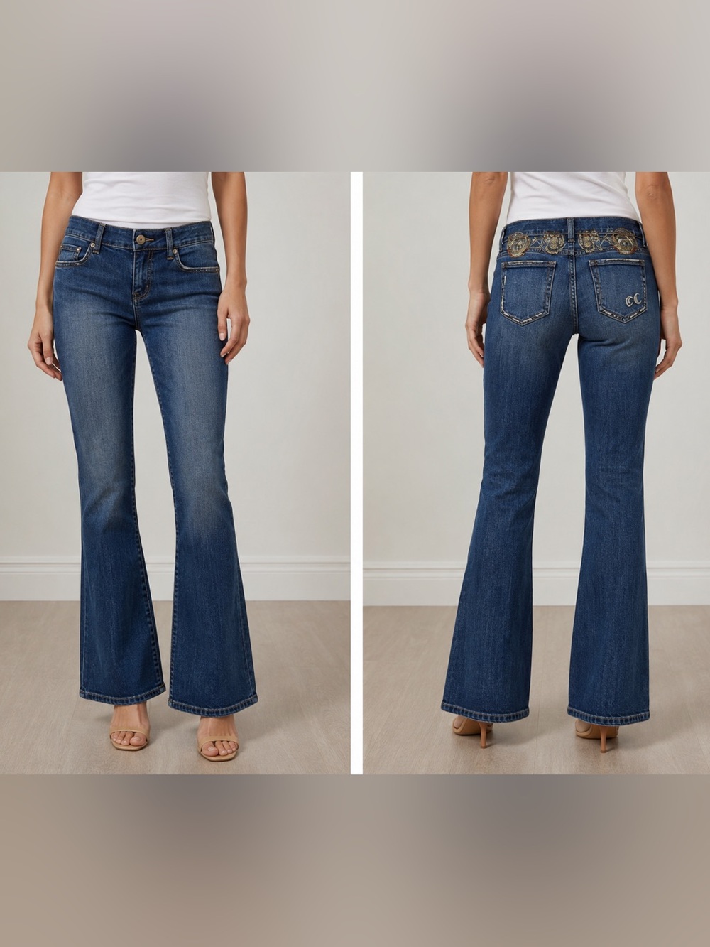 DKNY Jeans Greenwich Bootcut Embroidered Jeans Women’s Size 36 (18) Y2K Retro